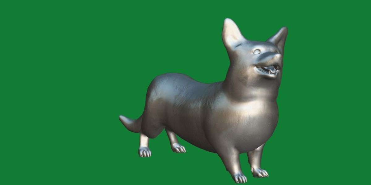 Cardigan Welsh Corgi Dog Low-poly 3D model_8