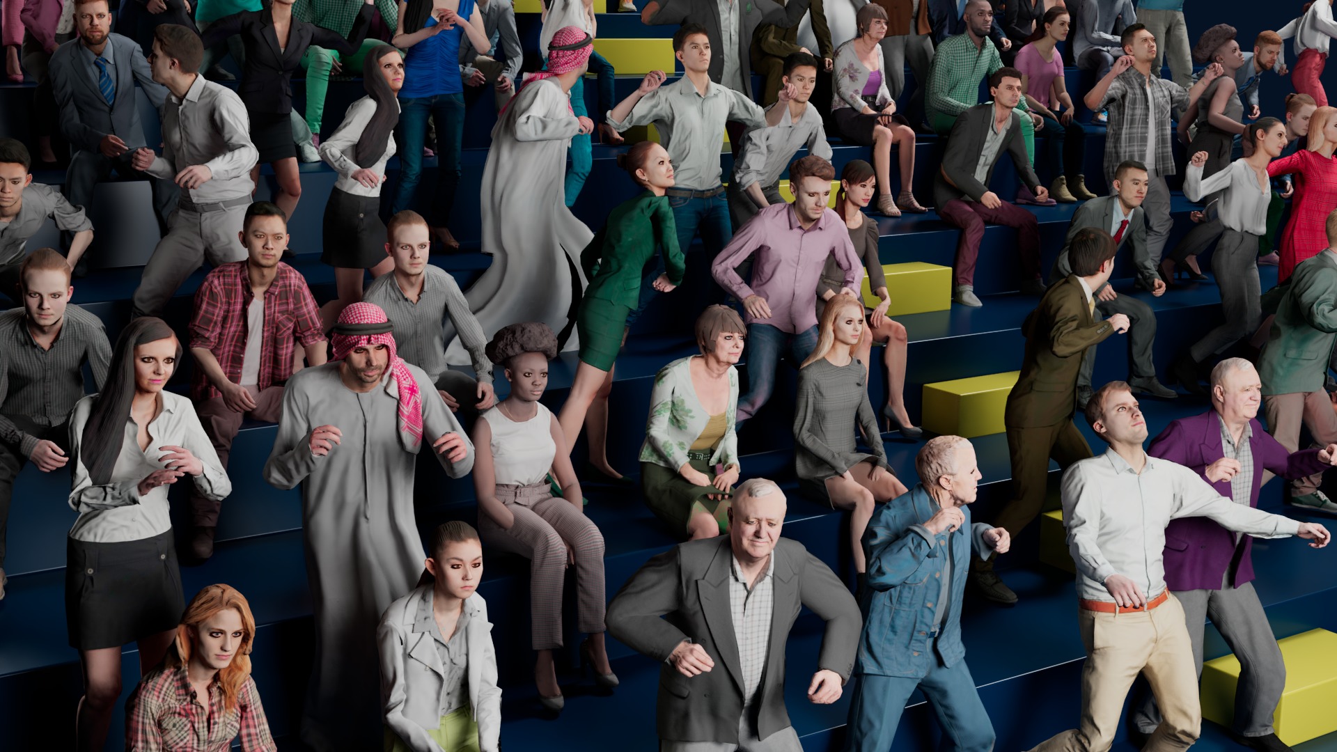 Low Poly People Pack - 95 Pieces Cheering Animated People Pack Low-poly 3D model_8