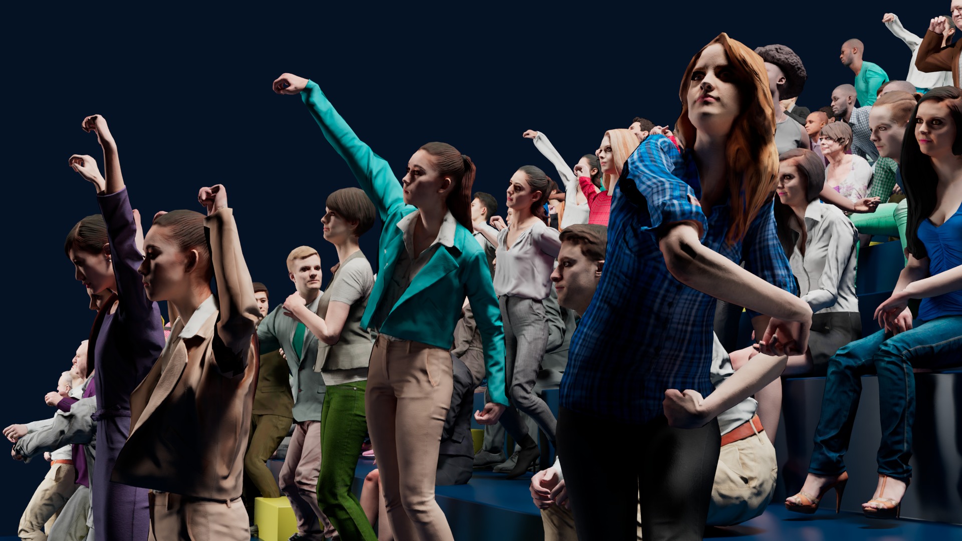 Low Poly People Pack - 95 Pieces Cheering Animated People Pack Low-poly 3D model_7