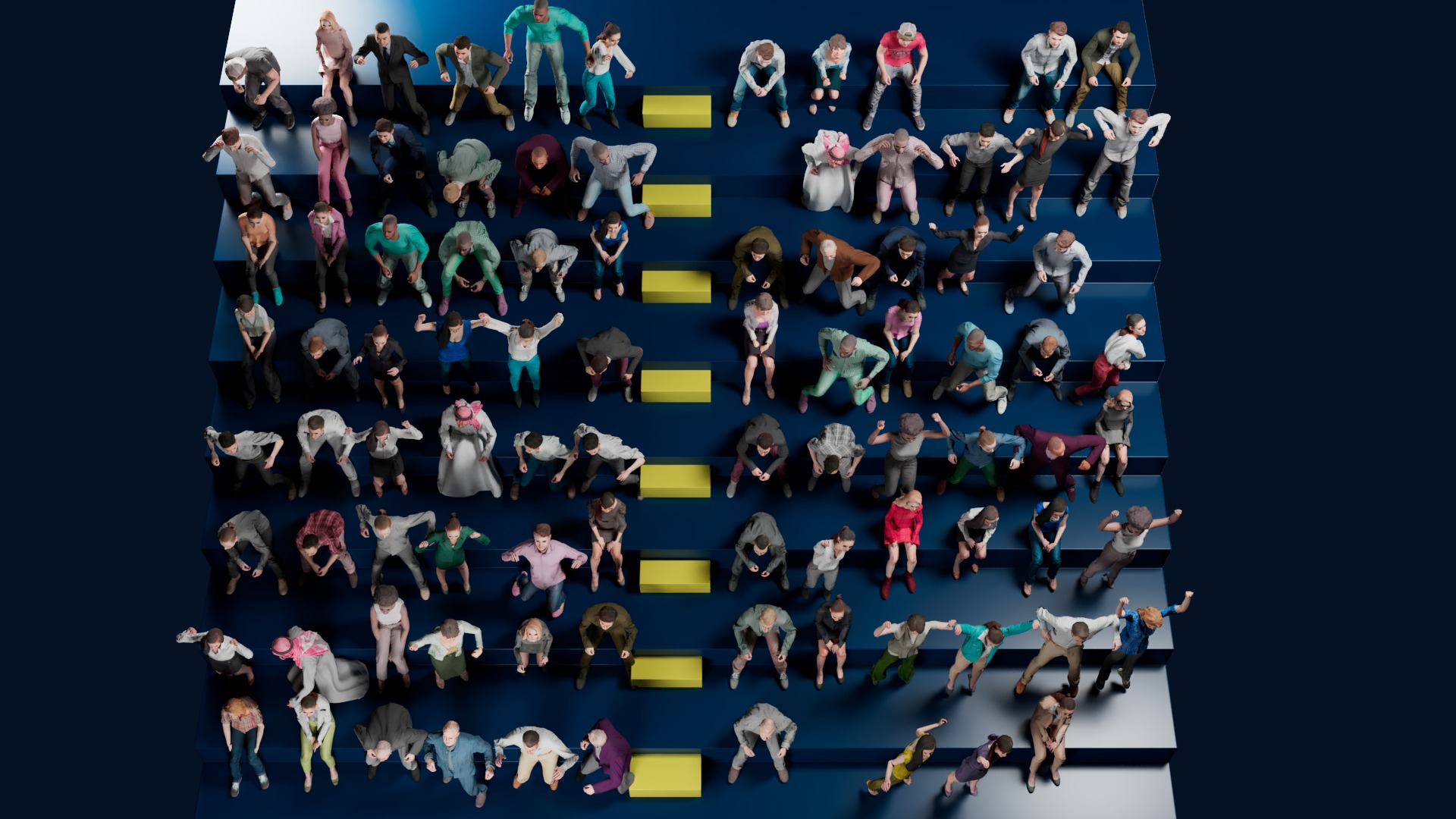 Low Poly People Pack - 95 Pieces Cheering Animated People Pack Low-poly 3D model_4