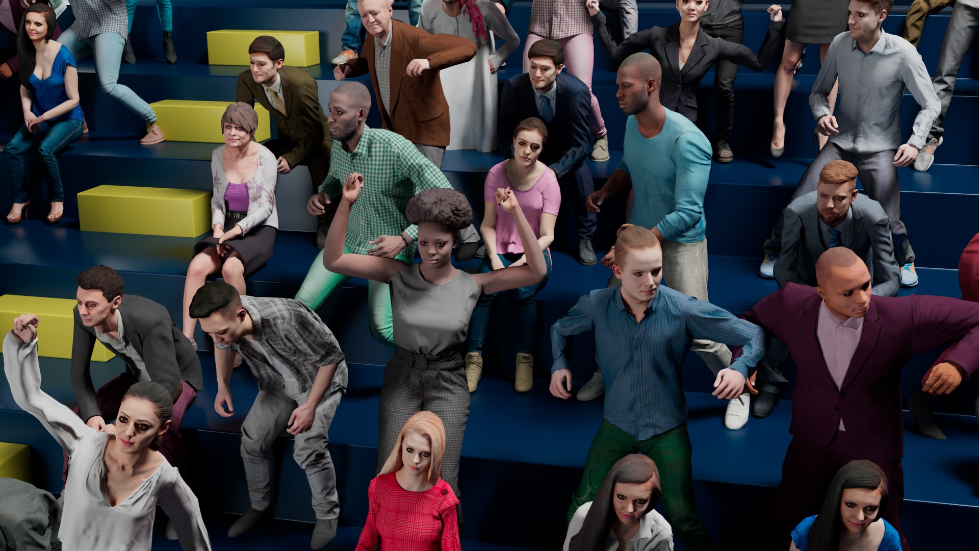 Low Poly People Pack - 95 Pieces Cheering Animated People Pack Low-poly 3D model_5