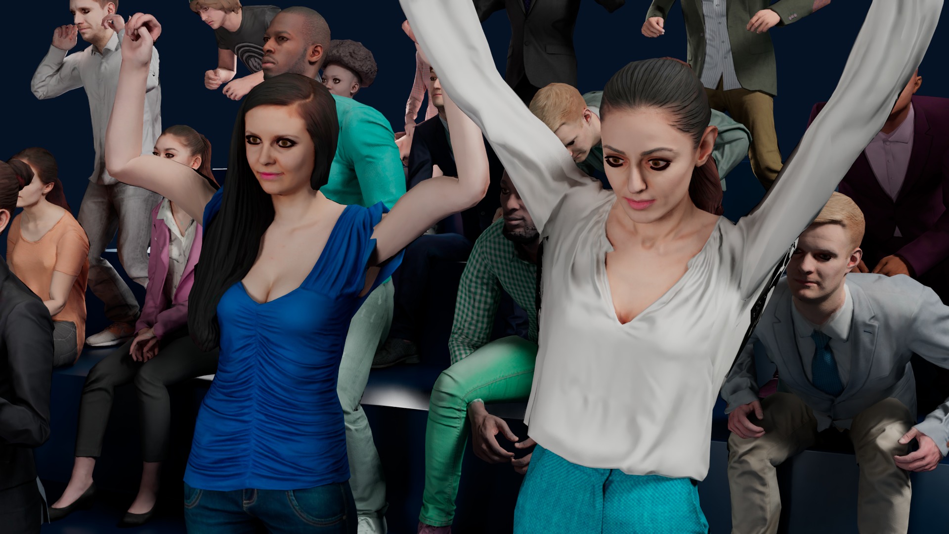 Low Poly People Pack - 95 Pieces Cheering Animated People Pack Low-poly 3D model_3