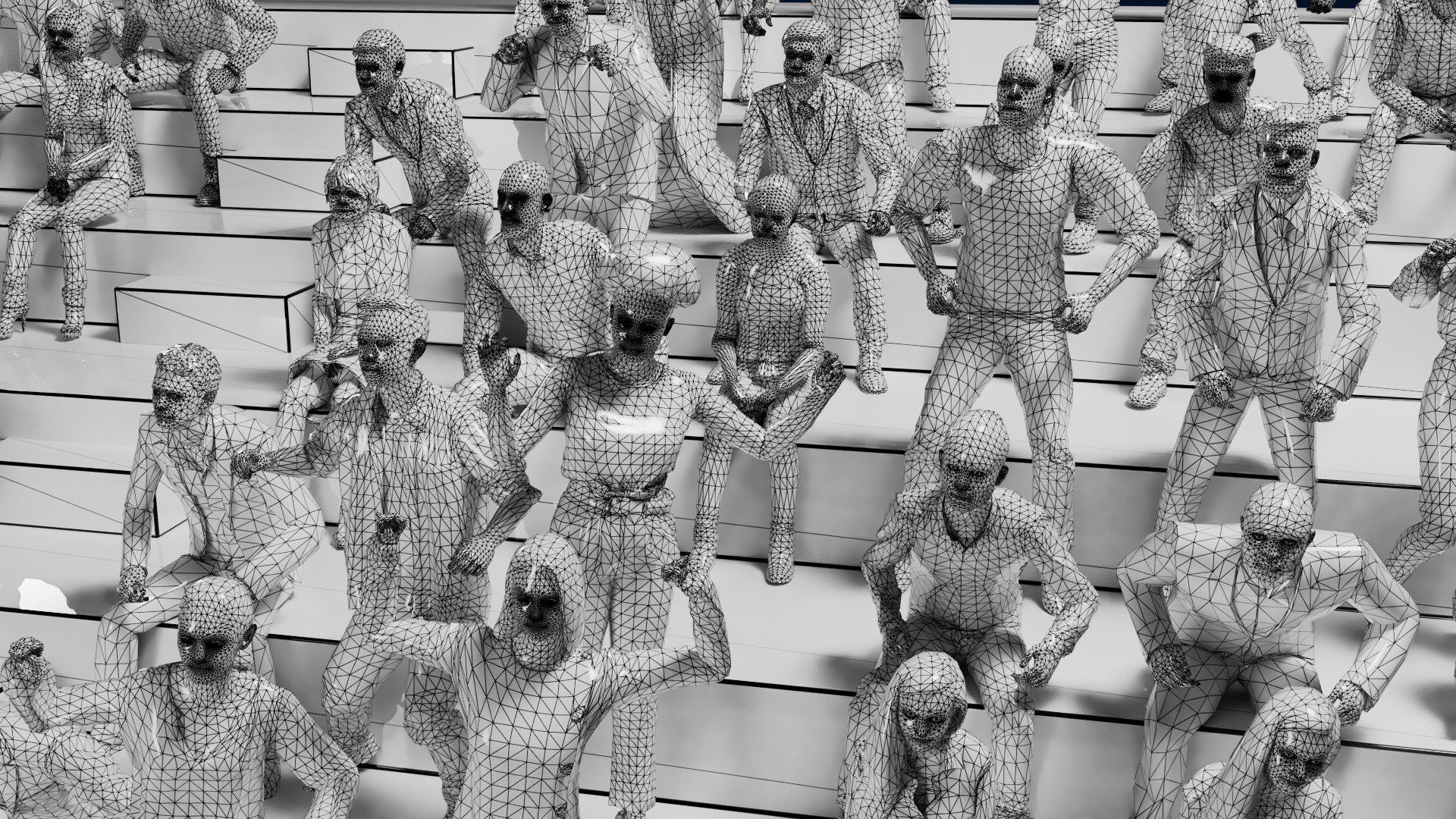 Low Poly People Pack - 95 Pieces Cheering Animated People Pack Low-poly 3D model_11