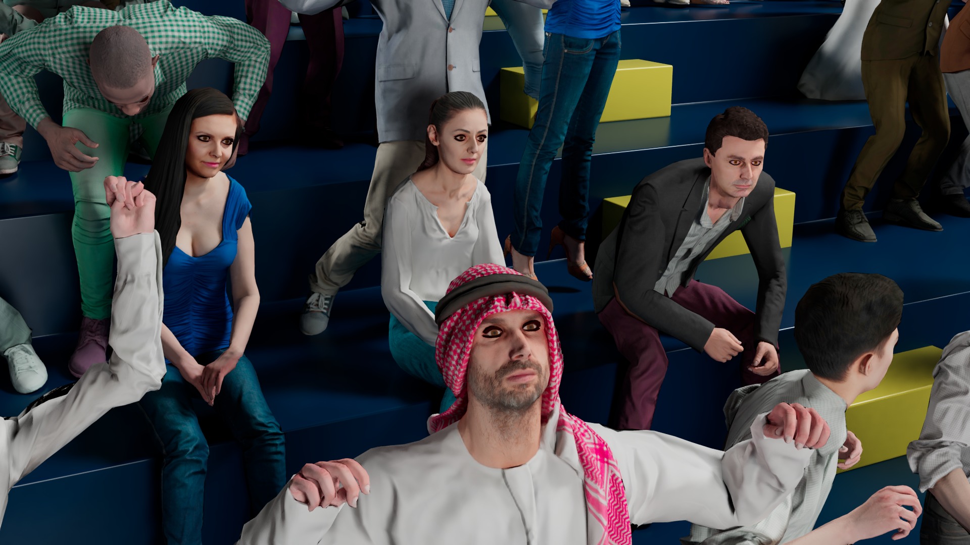 Low Poly People Pack - 95 Pieces Cheering Animated People Pack Low-poly 3D model_6