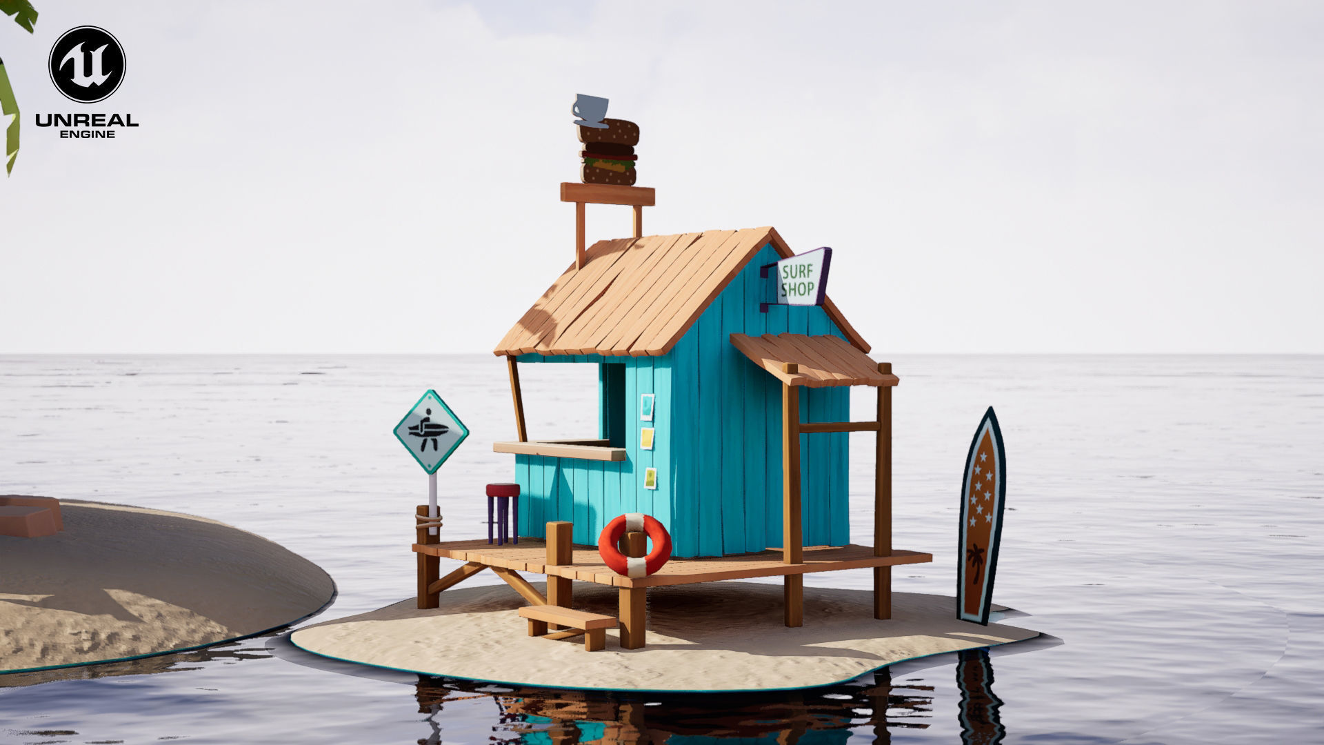 Beach House and Hut Low-poly 3D model_3