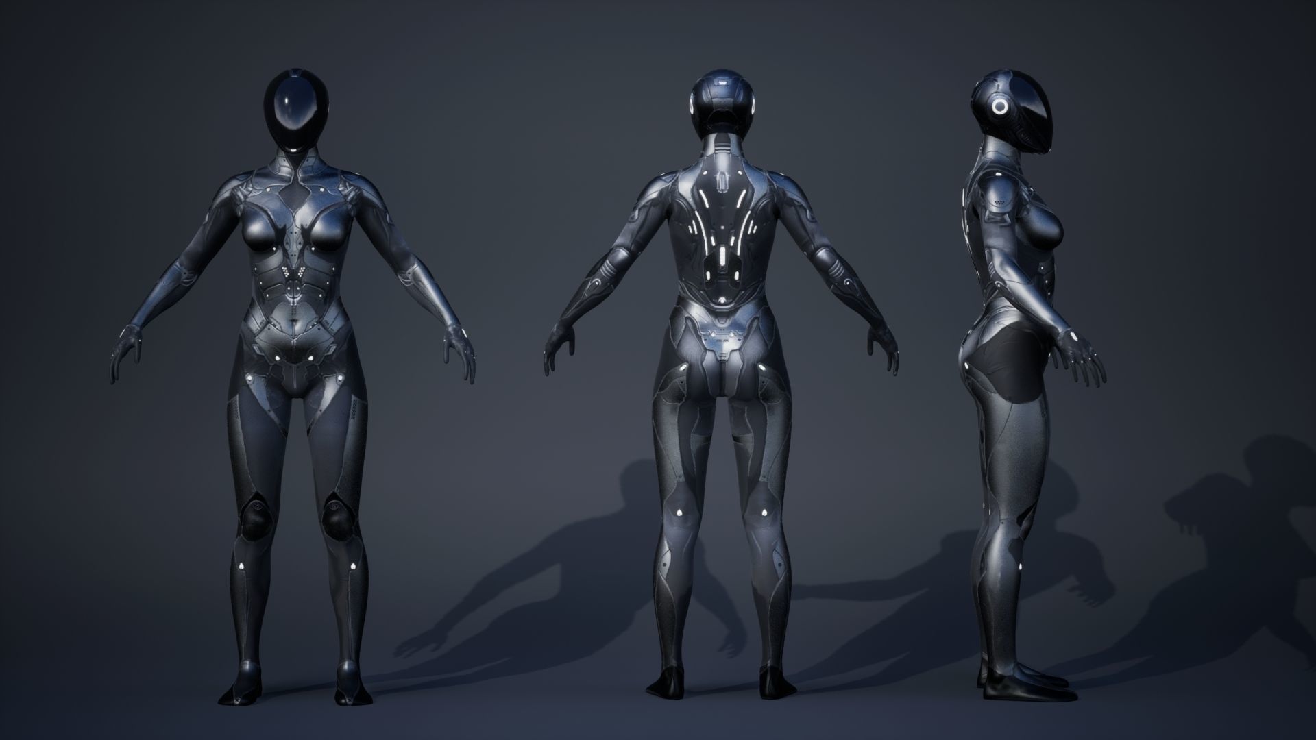 Sci-Fi Female 5 Low-poly 3D model_4