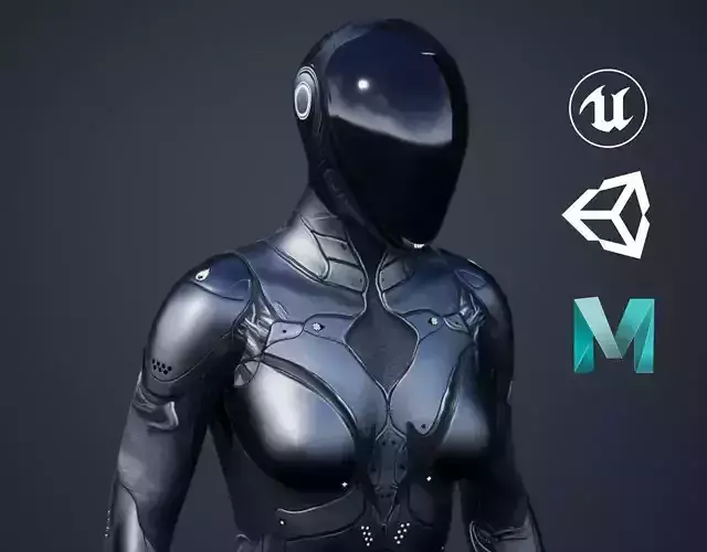 Sci-Fi Female 5 Low-poly 3D model