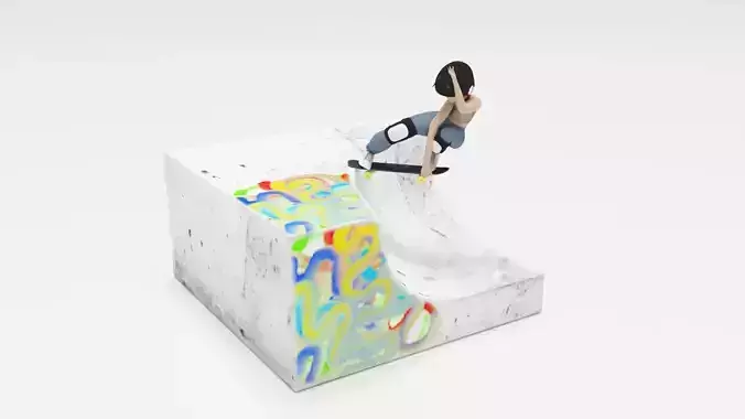 Skateboarding gilrs people sport extream 3D print model