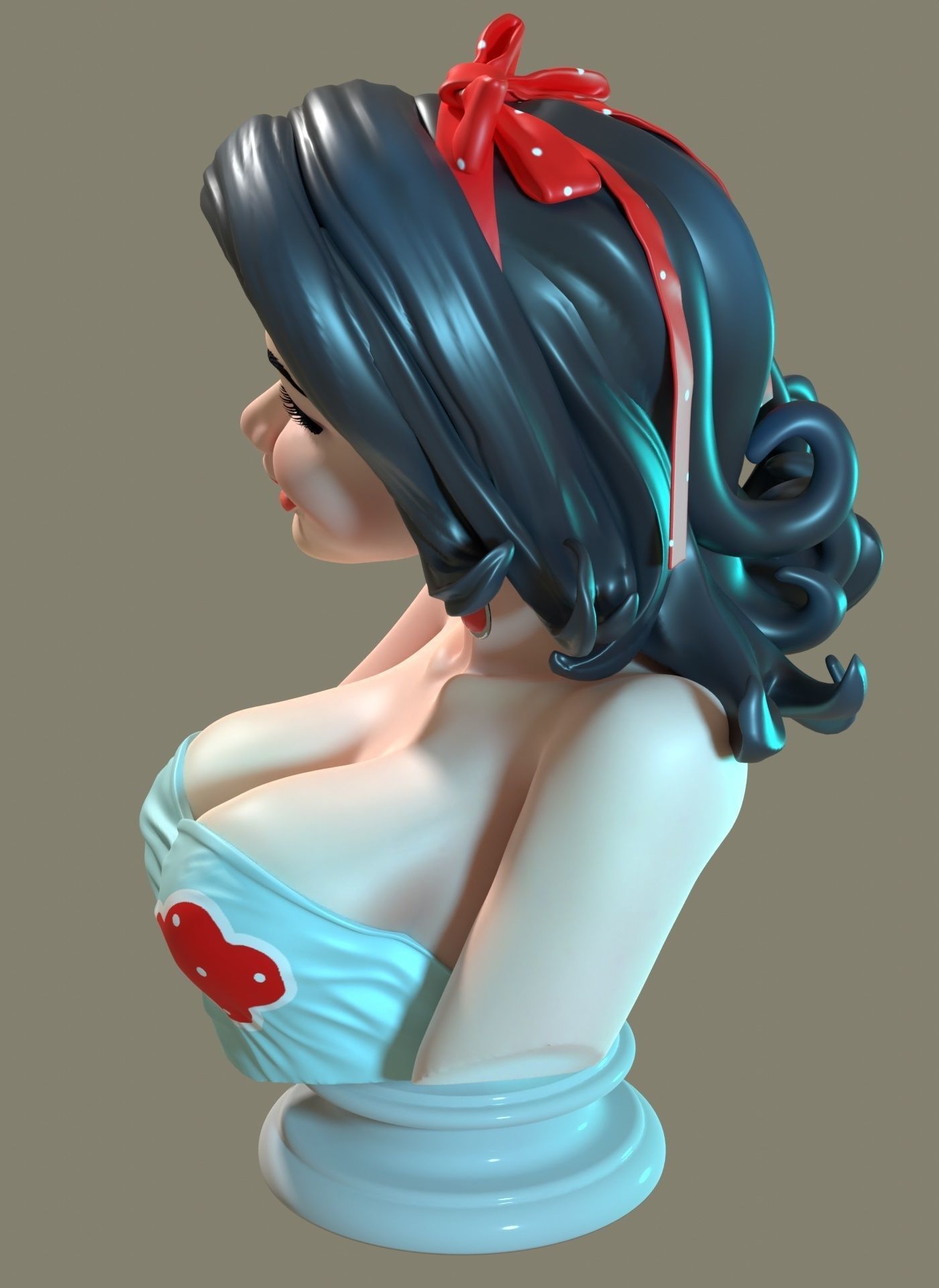 50s Style Pinup Female Bust 3D print model_4