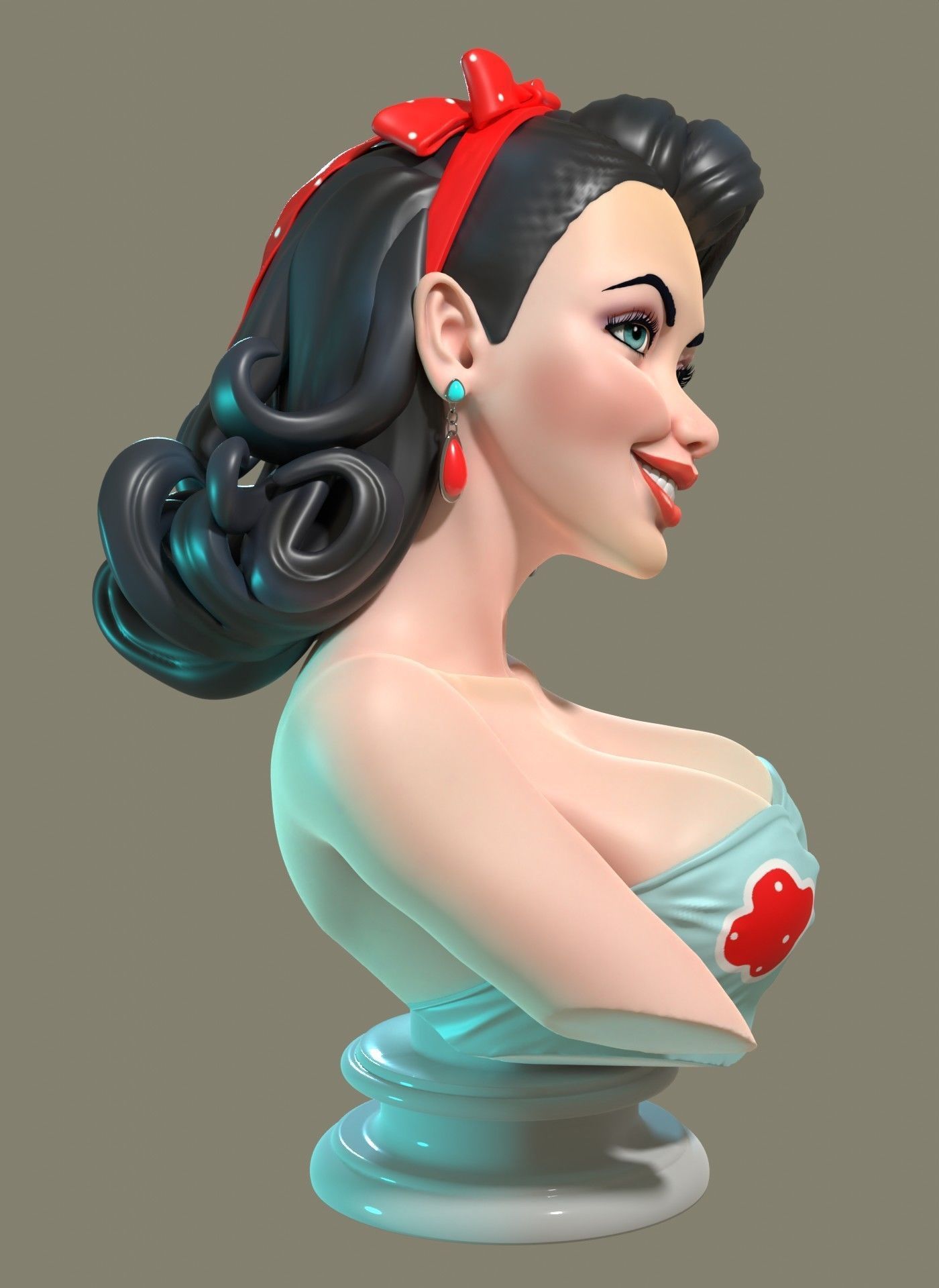 50s Style Pinup Female Bust 3D print model_5