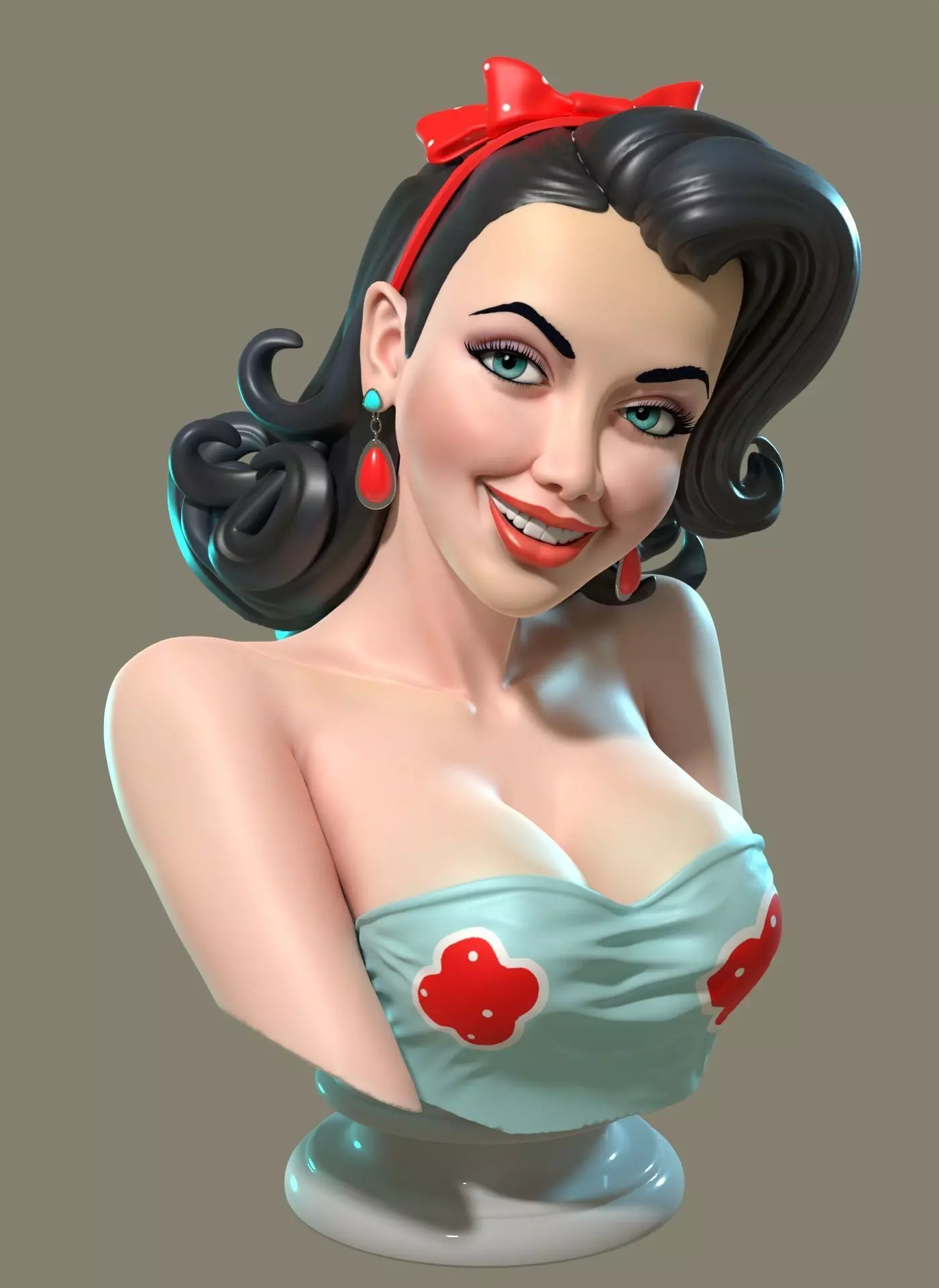 50s Style Pinup Female Bust 3D print model_0