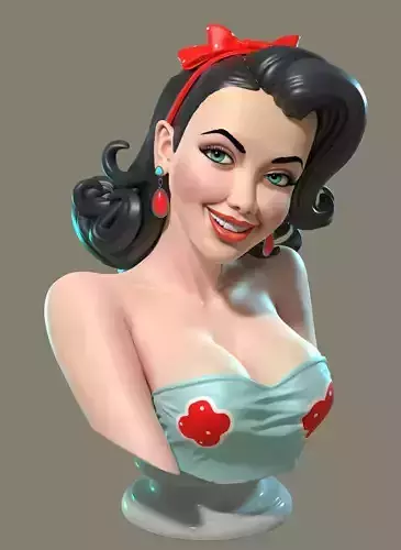 50s Style Pinup Female Bust 3D print model