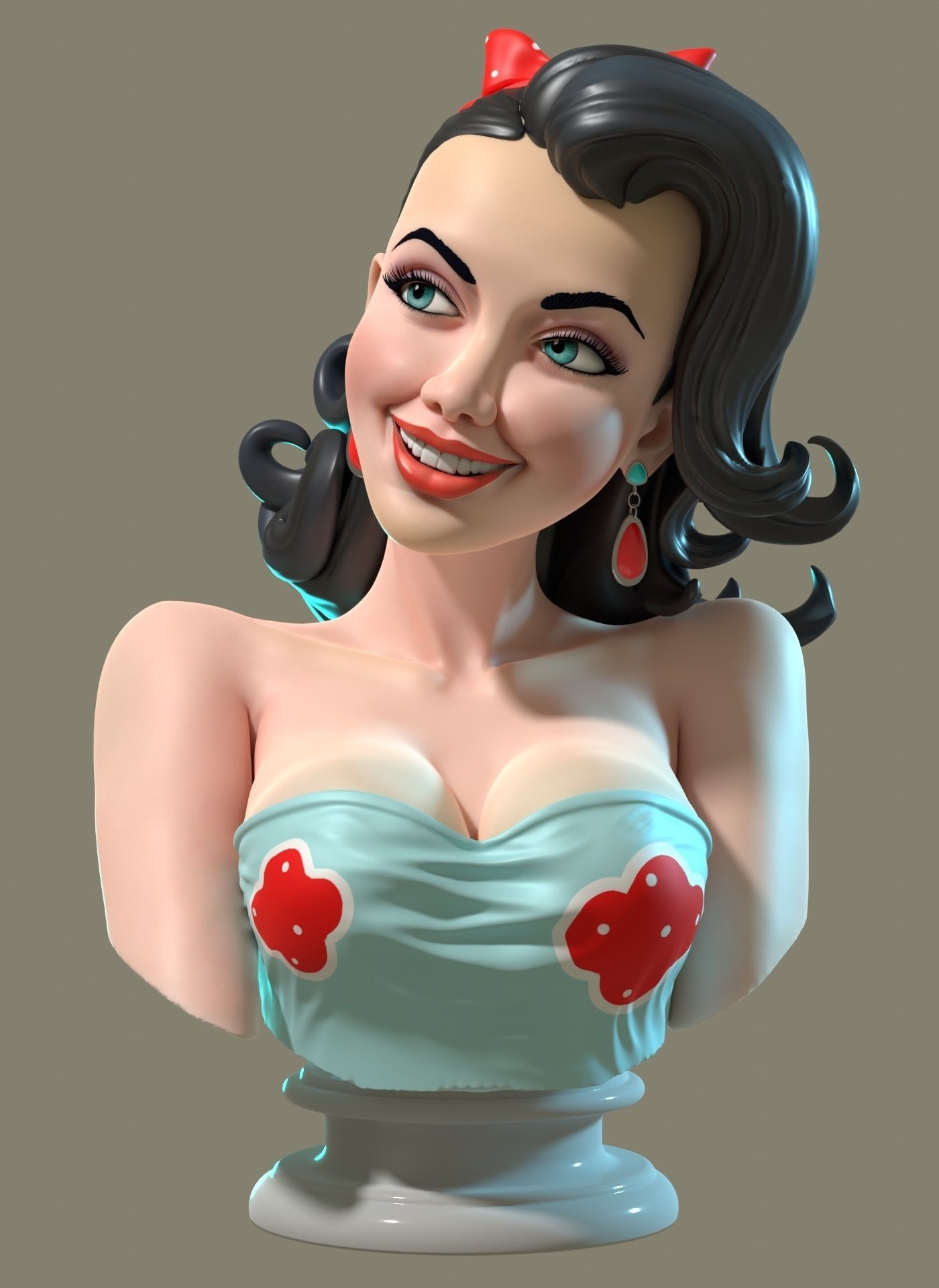 50s Style Pinup Female Bust 3D print model_2