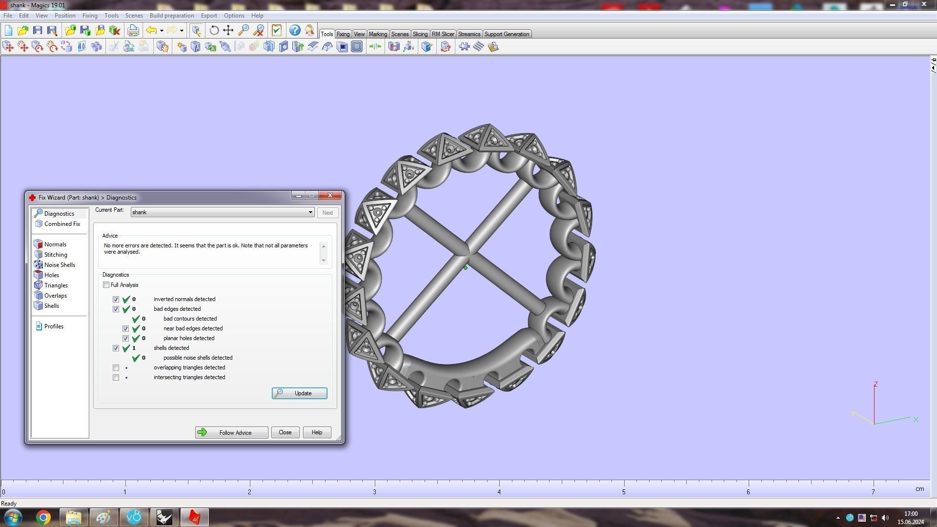 Clash One Row Piramida Diamonds Ring 16 5mm 3D print model_16