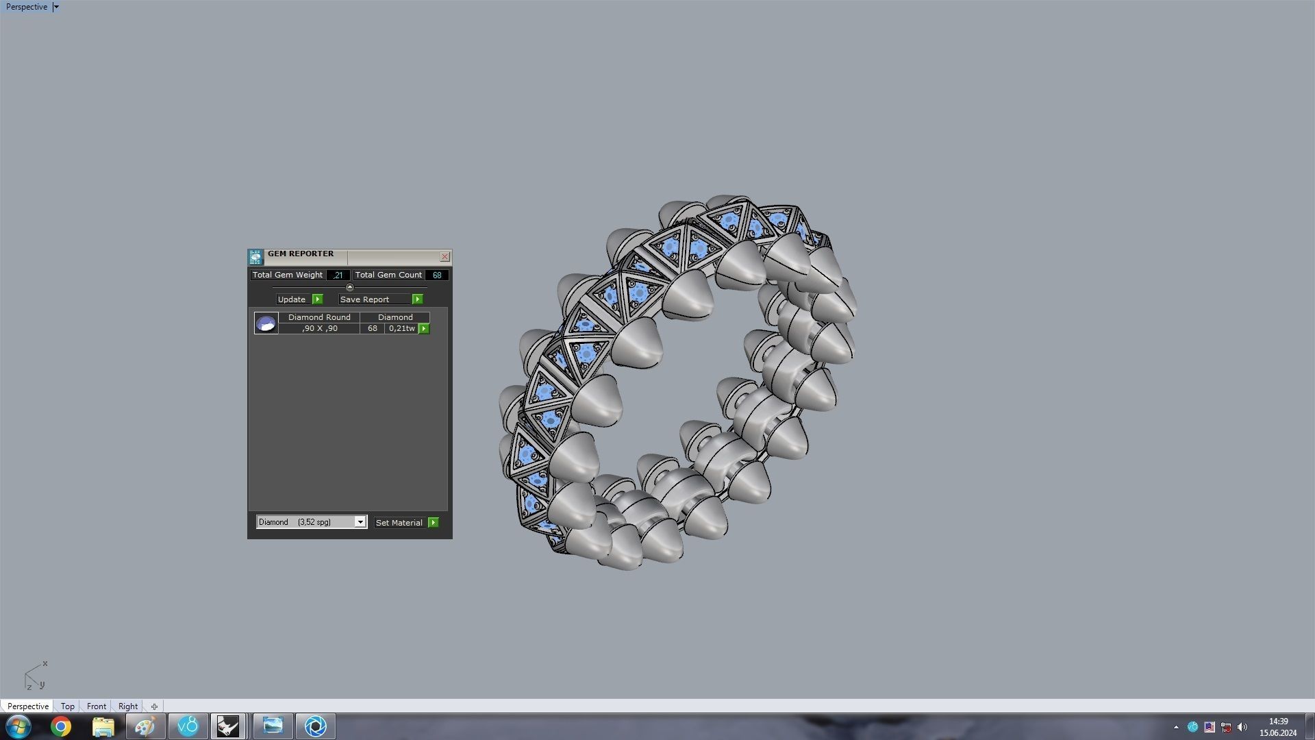 Clash One Row Piramida Diamonds Ring 16 5mm 3D print model_14