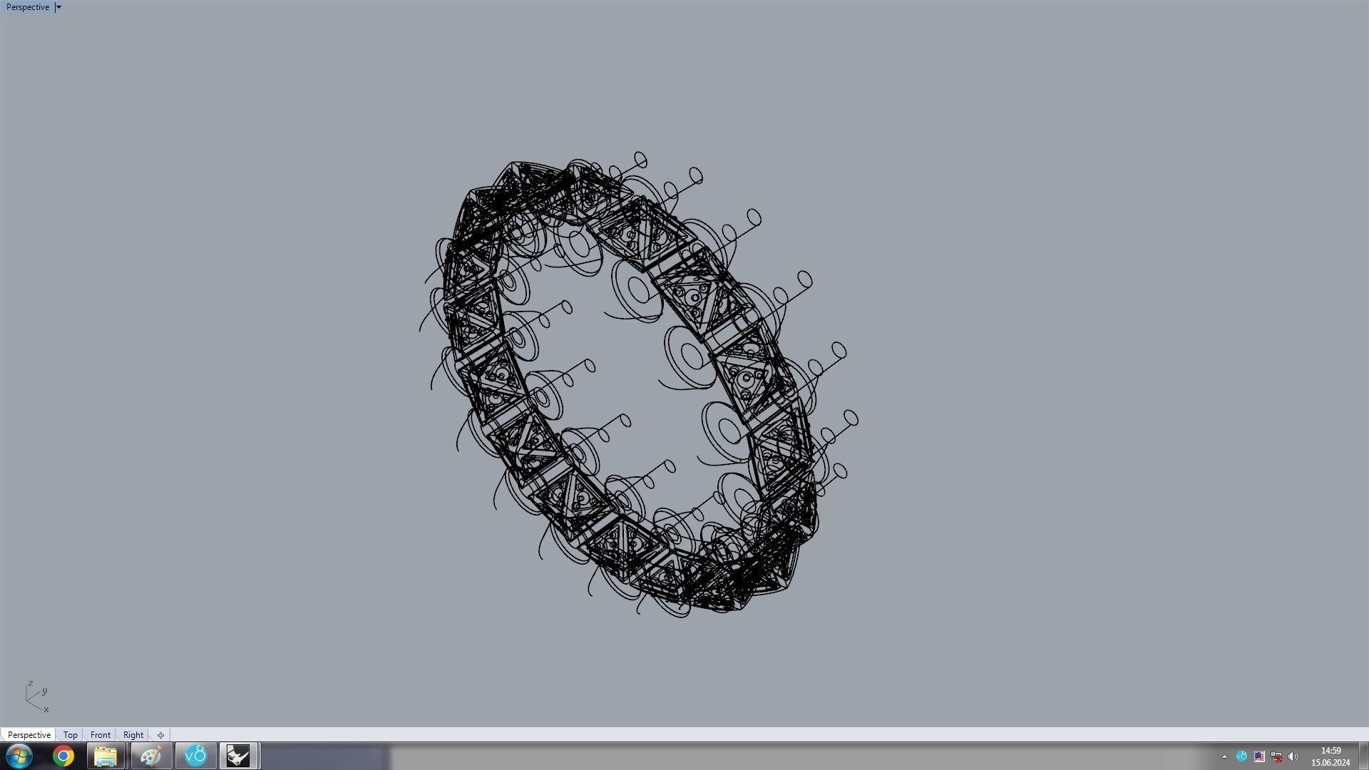 Clash One Row Piramida Diamonds Ring 16 5mm 3D print model_12