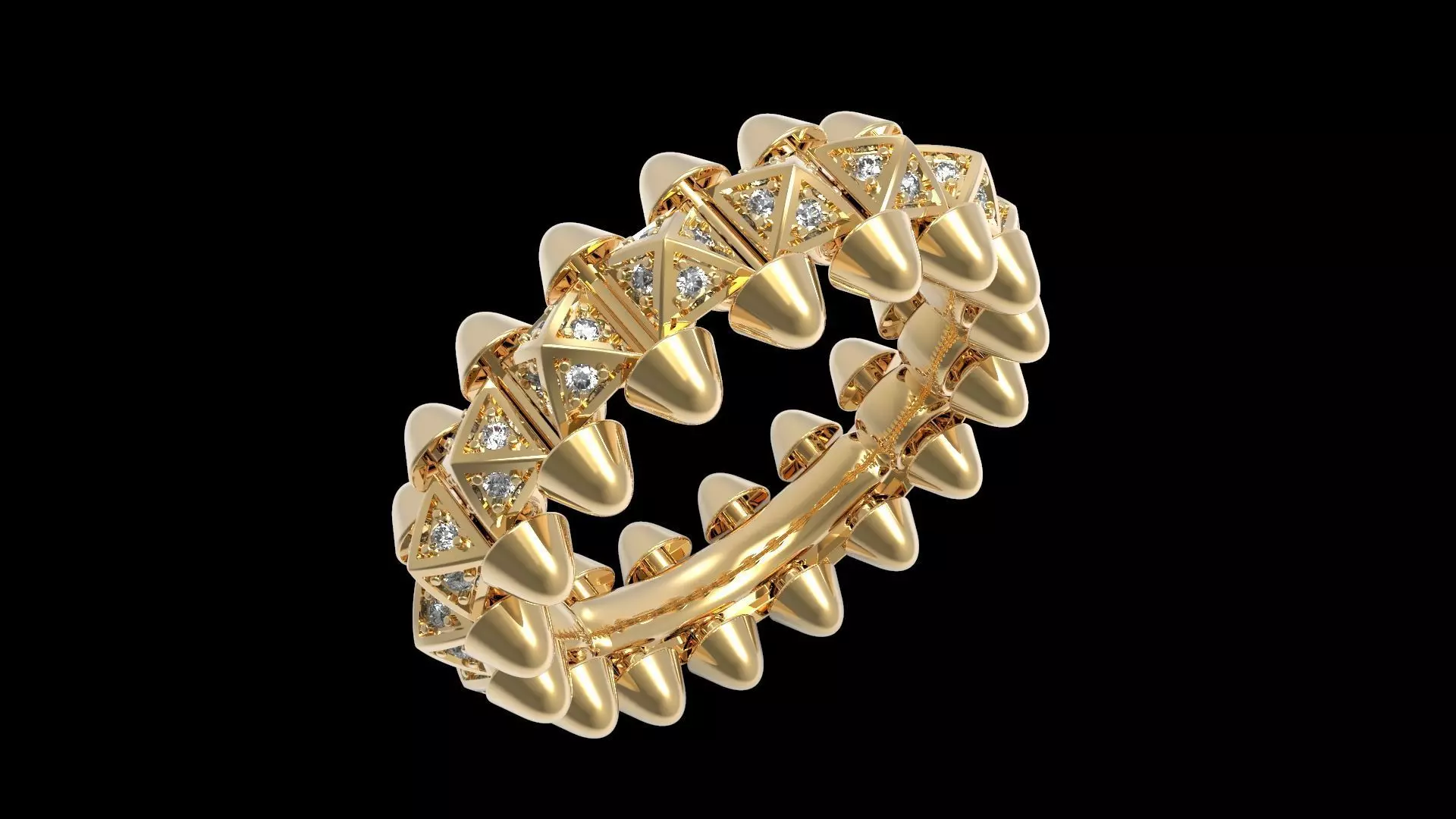 Clash One Row Piramida Diamonds Ring 16 5mm 3D print model_0