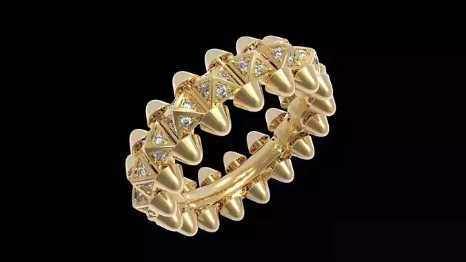 Clash One Row Piramida Diamonds Ring 16 5mm 3D print model