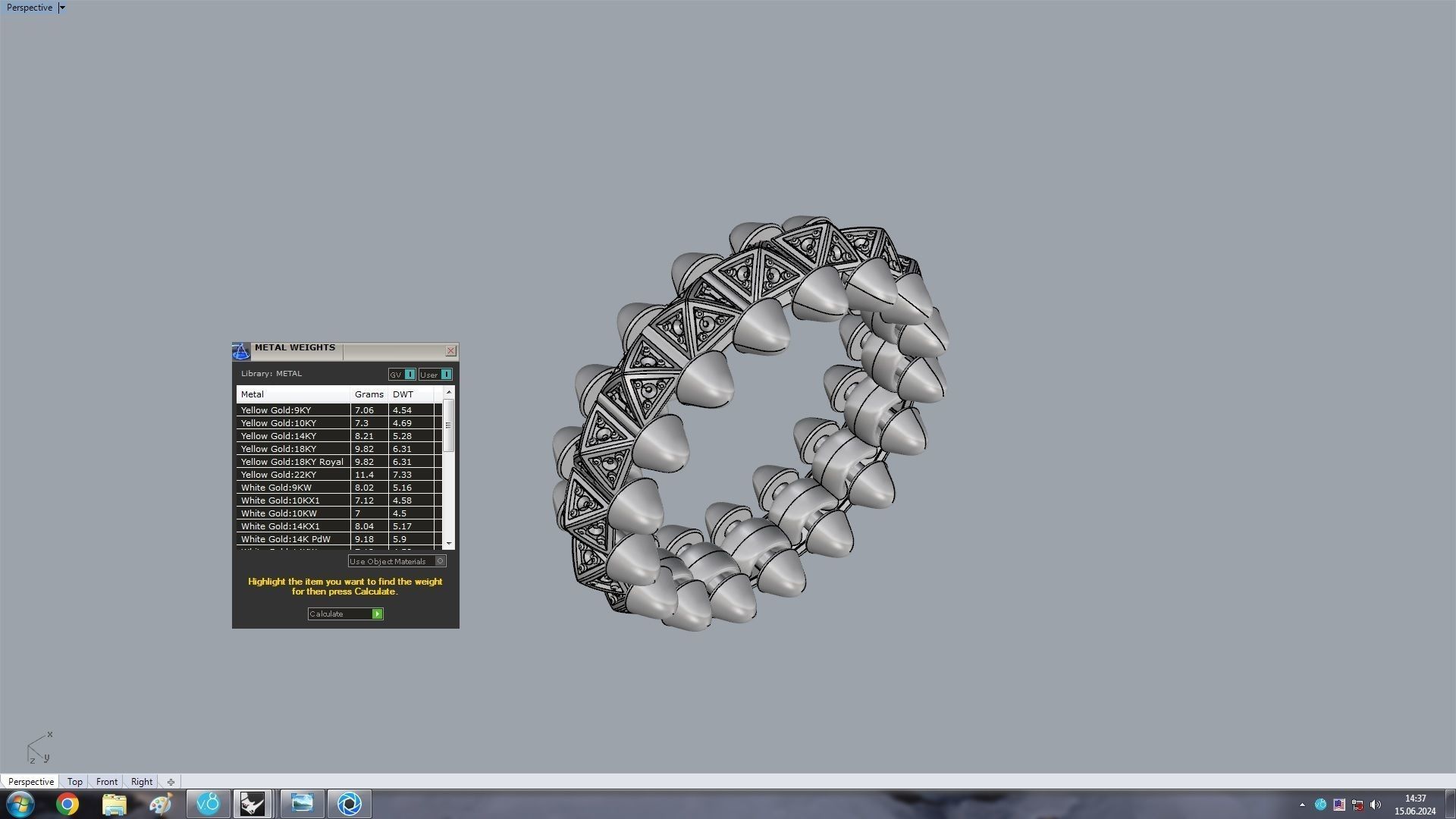 Clash One Row Piramida Diamonds Ring 16 5mm 3D print model_13