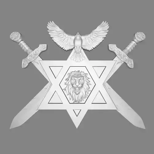 Israel Star of David Carving Coat 3D Model