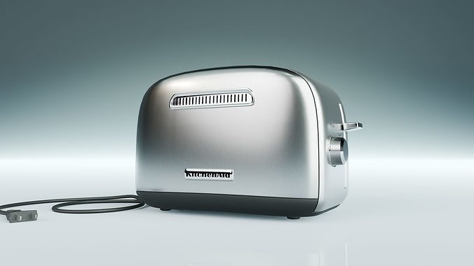 2-Slice Toaster with manual lift lever 3D model 2