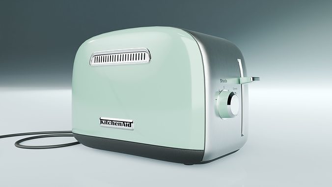 2-Slice Toaster with manual lift lever 3D model 6