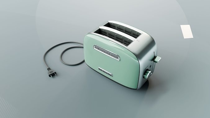 2-Slice Toaster with manual lift lever 3D model 7