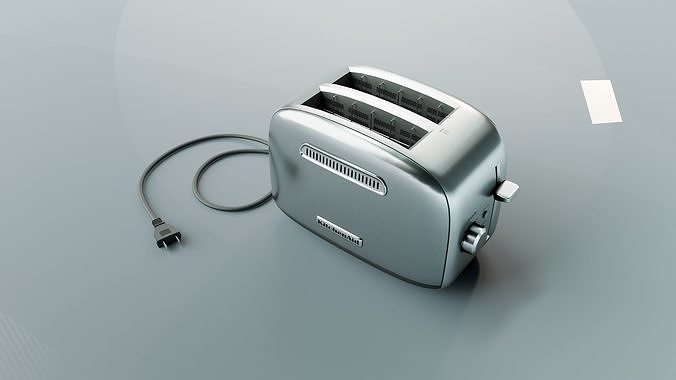 2-Slice Toaster with manual lift lever 3D model 4