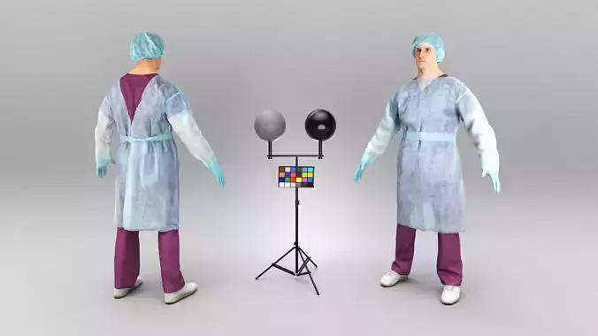 Medical doctor ready for surgery in A-pose 437 Low-poly 3D model