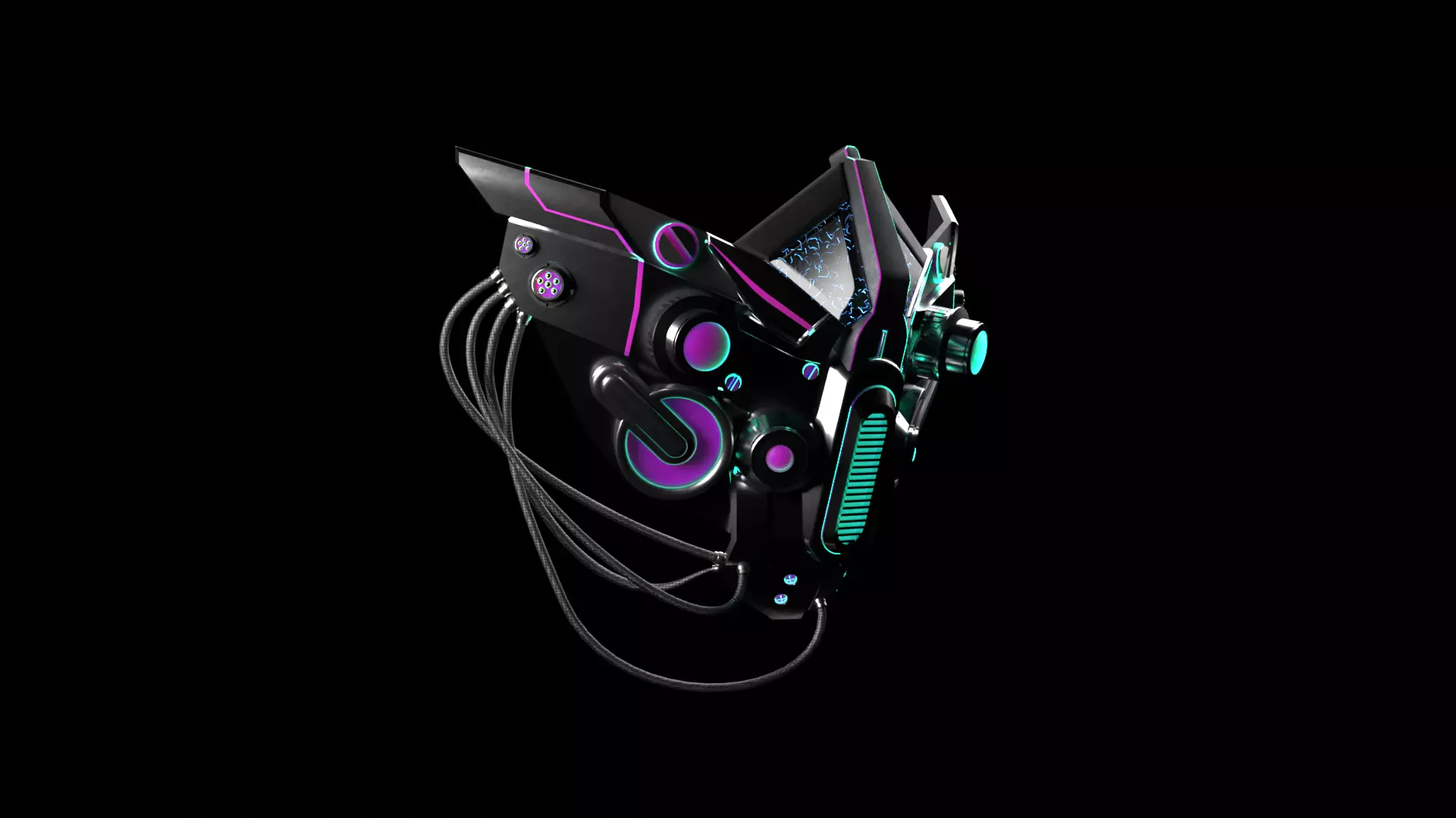 Sci-Fi Facemask Cyberpunk Low-poly 3D model_0