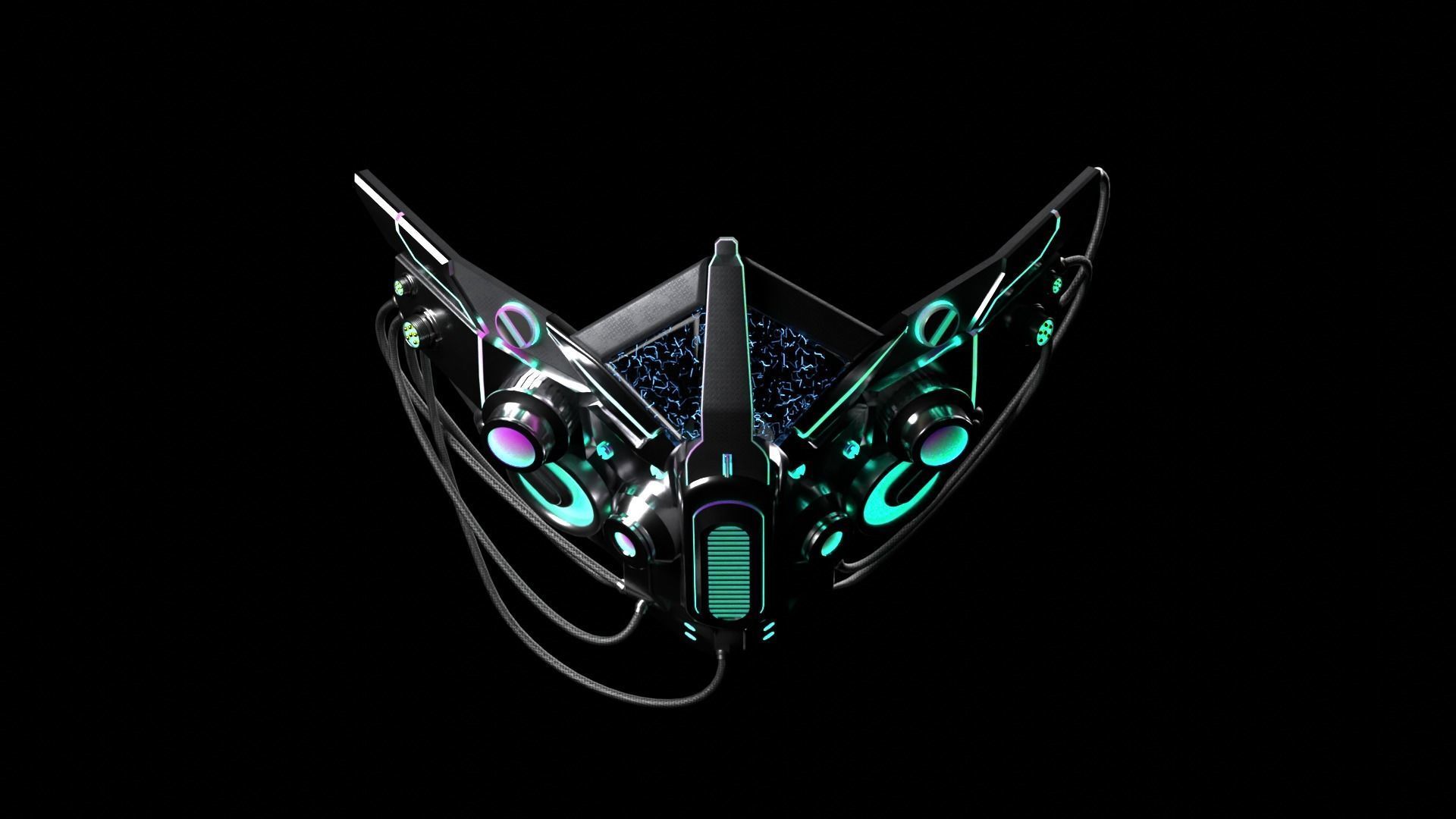 Sci-Fi Facemask Cyberpunk Low-poly 3D model_2