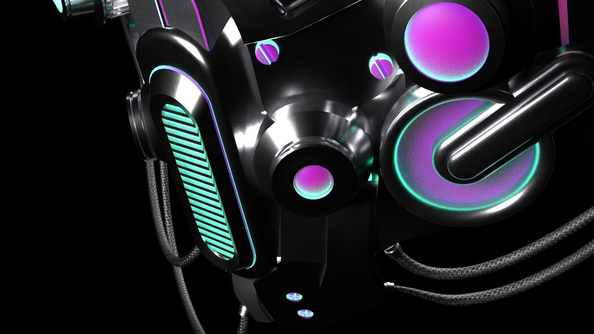 Sci-Fi Facemask Cyberpunk Low-poly 3D model_4