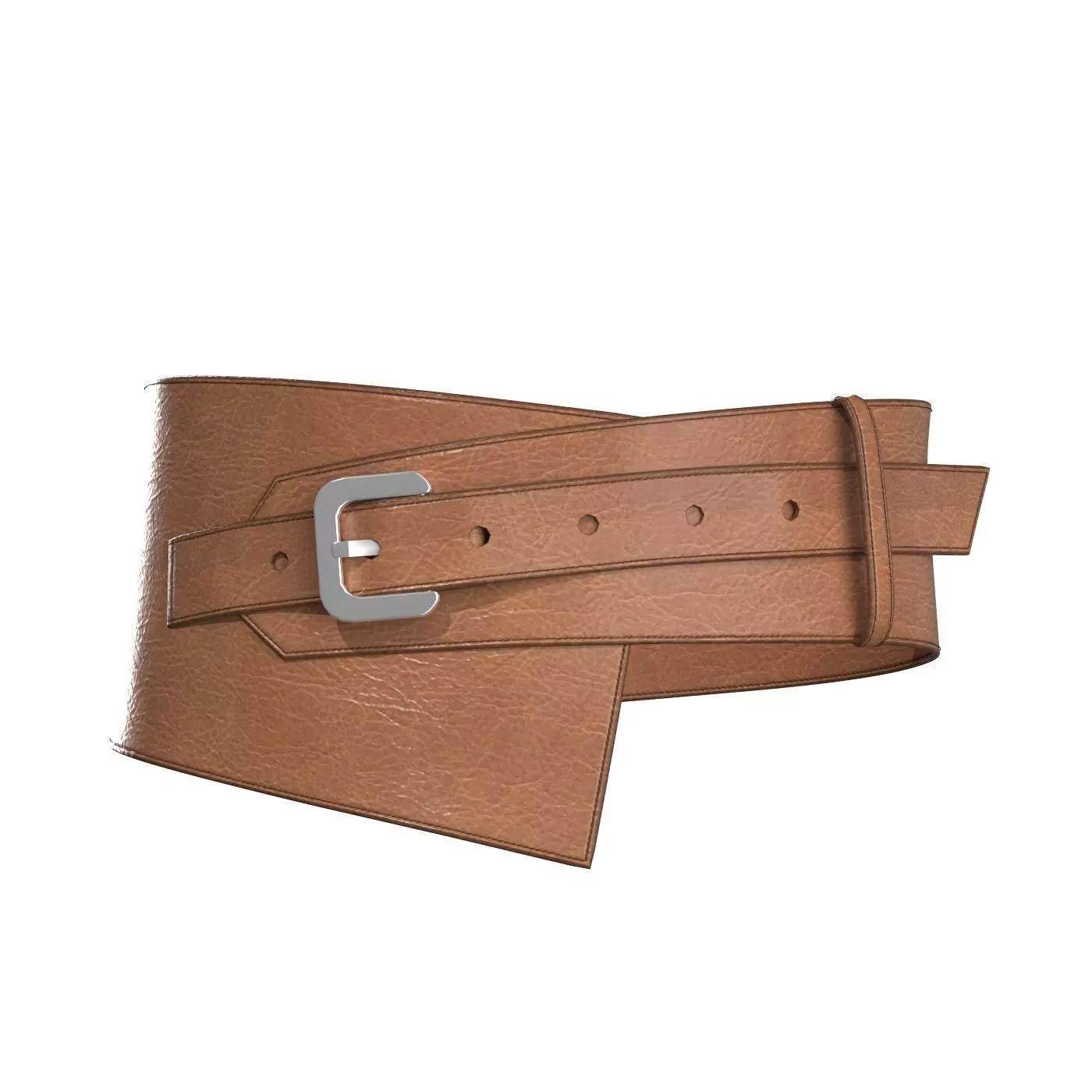 Brown Wide Belt 3D model_0