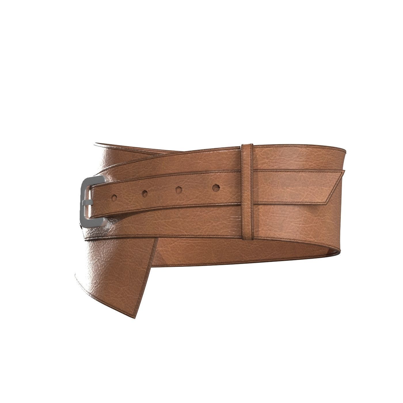 Brown Wide Belt 3D model_7