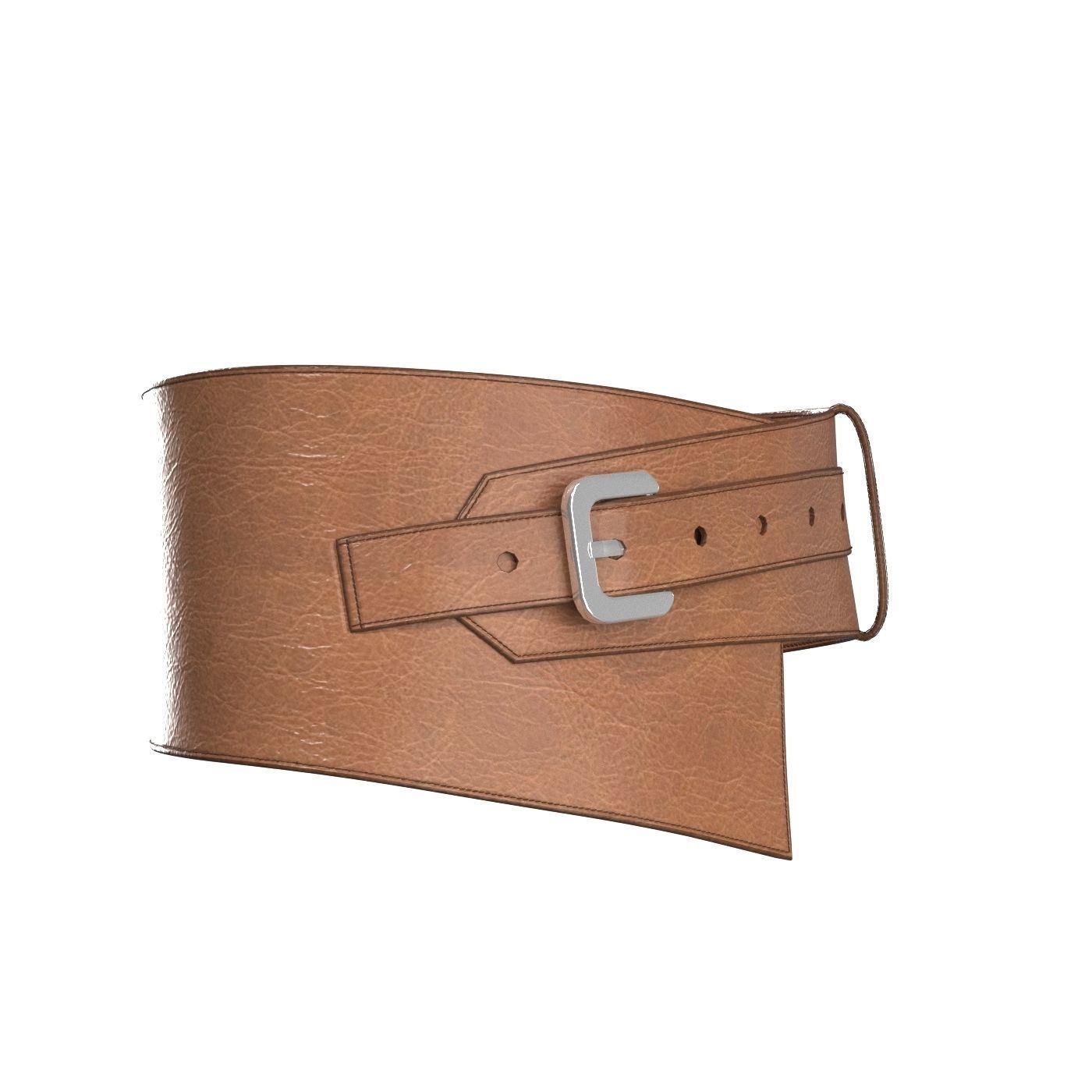 Brown Wide Belt 3D model_1