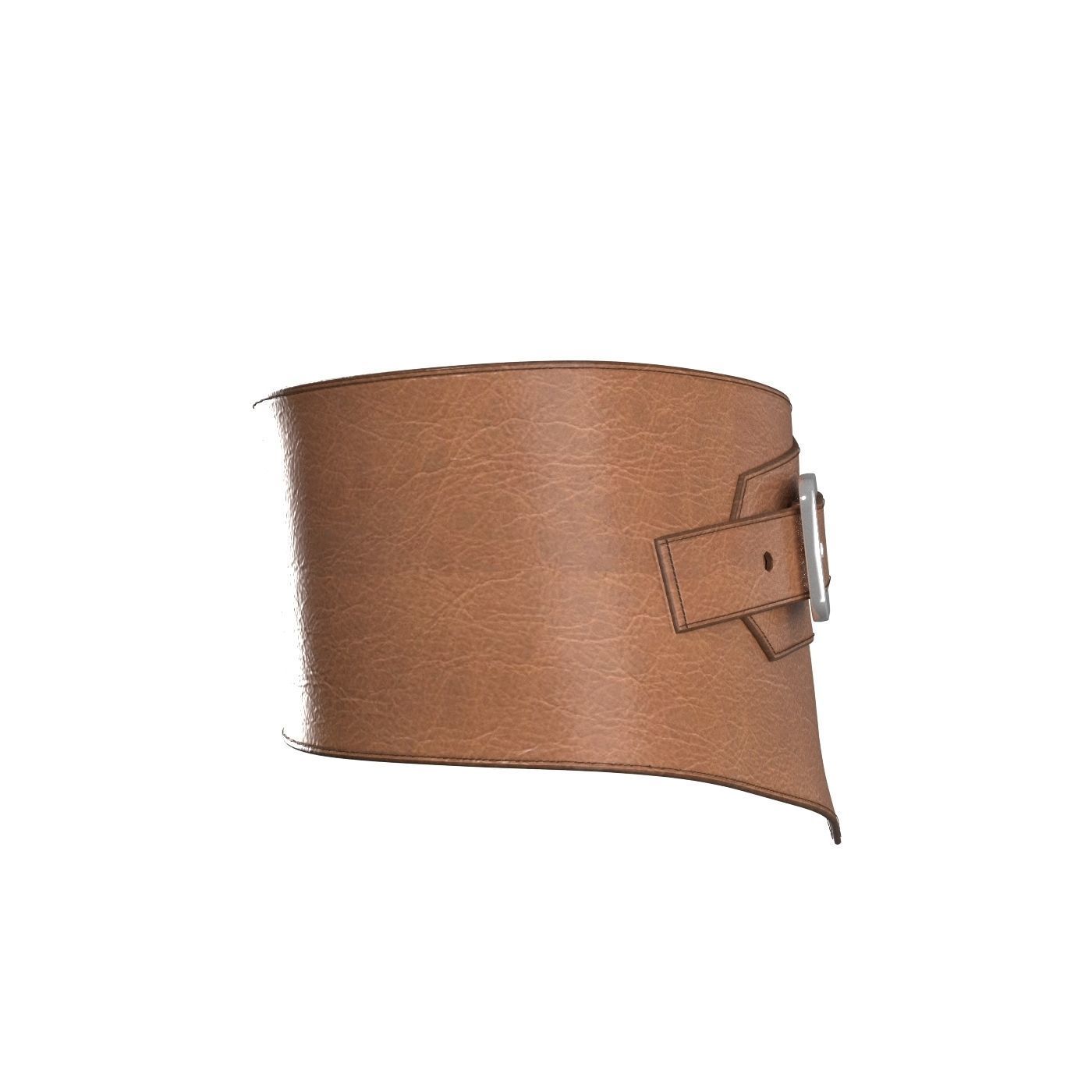 Brown Wide Belt 3D model_2