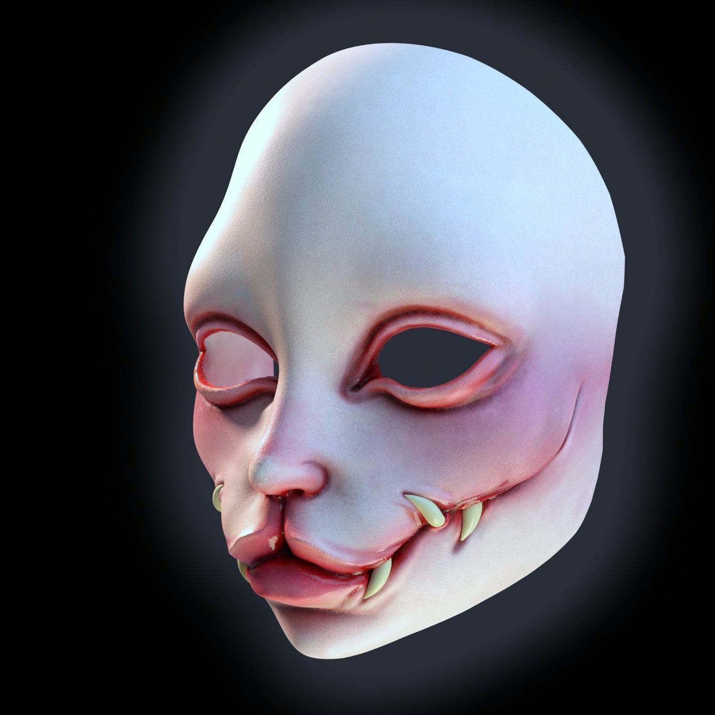 feline demon mask 3D print model_2