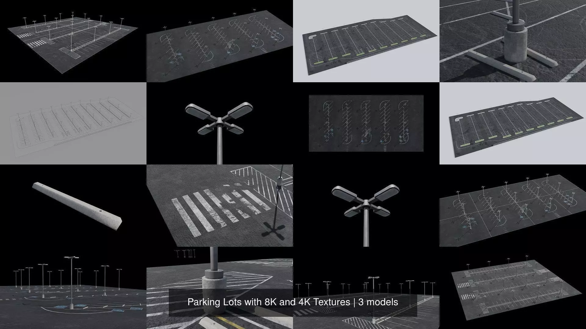 Parking Lots with 8K and 4K Textures 3D Model Collection_0