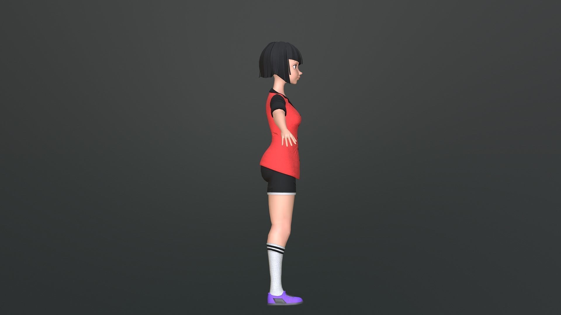 Luna Cartoon Girl Character Low-poly 3D model_14