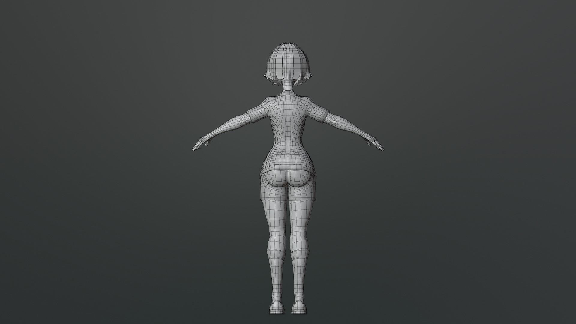 Luna Cartoon Girl Character Low-poly 3D model_27