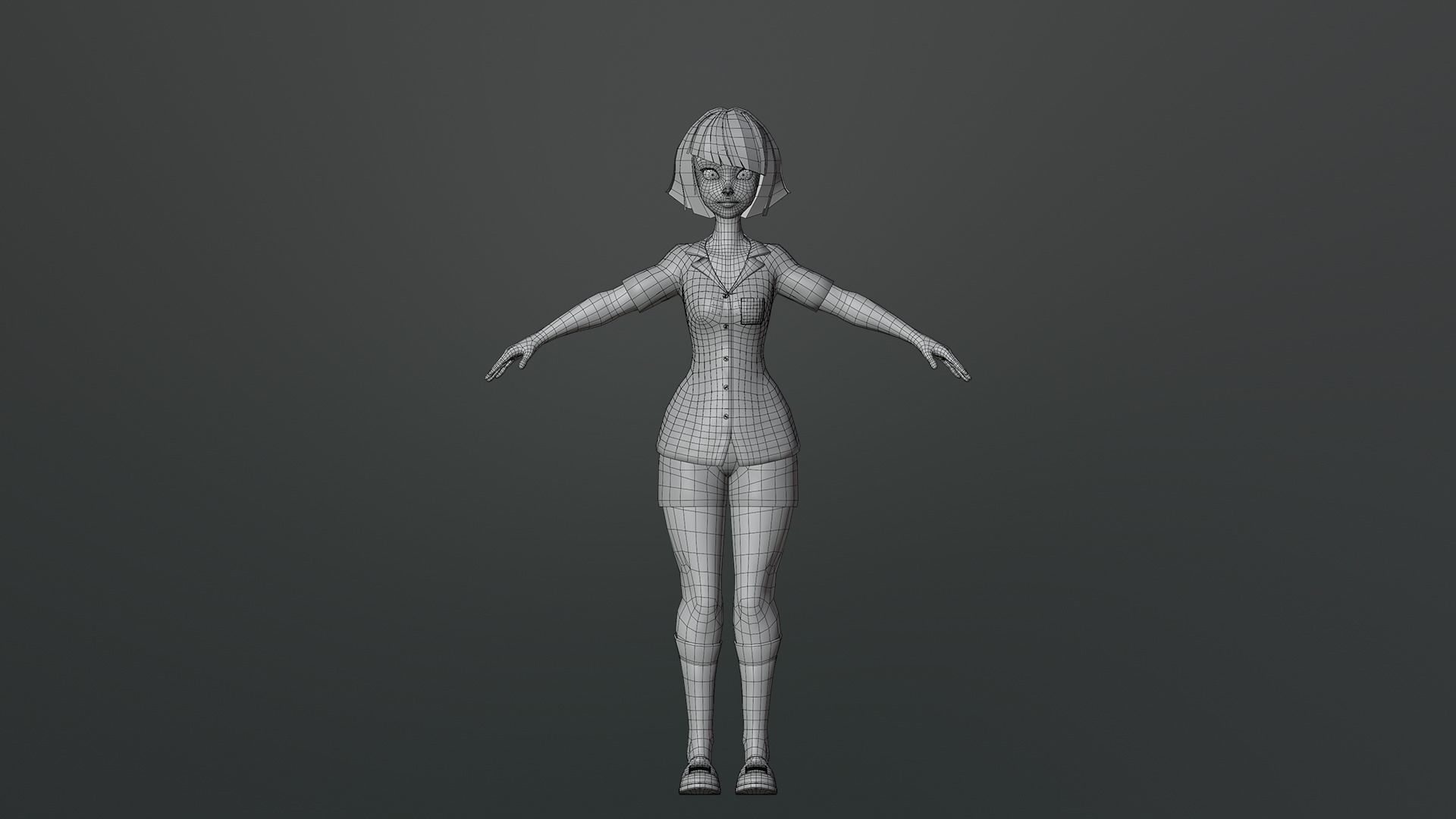 Luna Cartoon Girl Character Low-poly 3D model_25