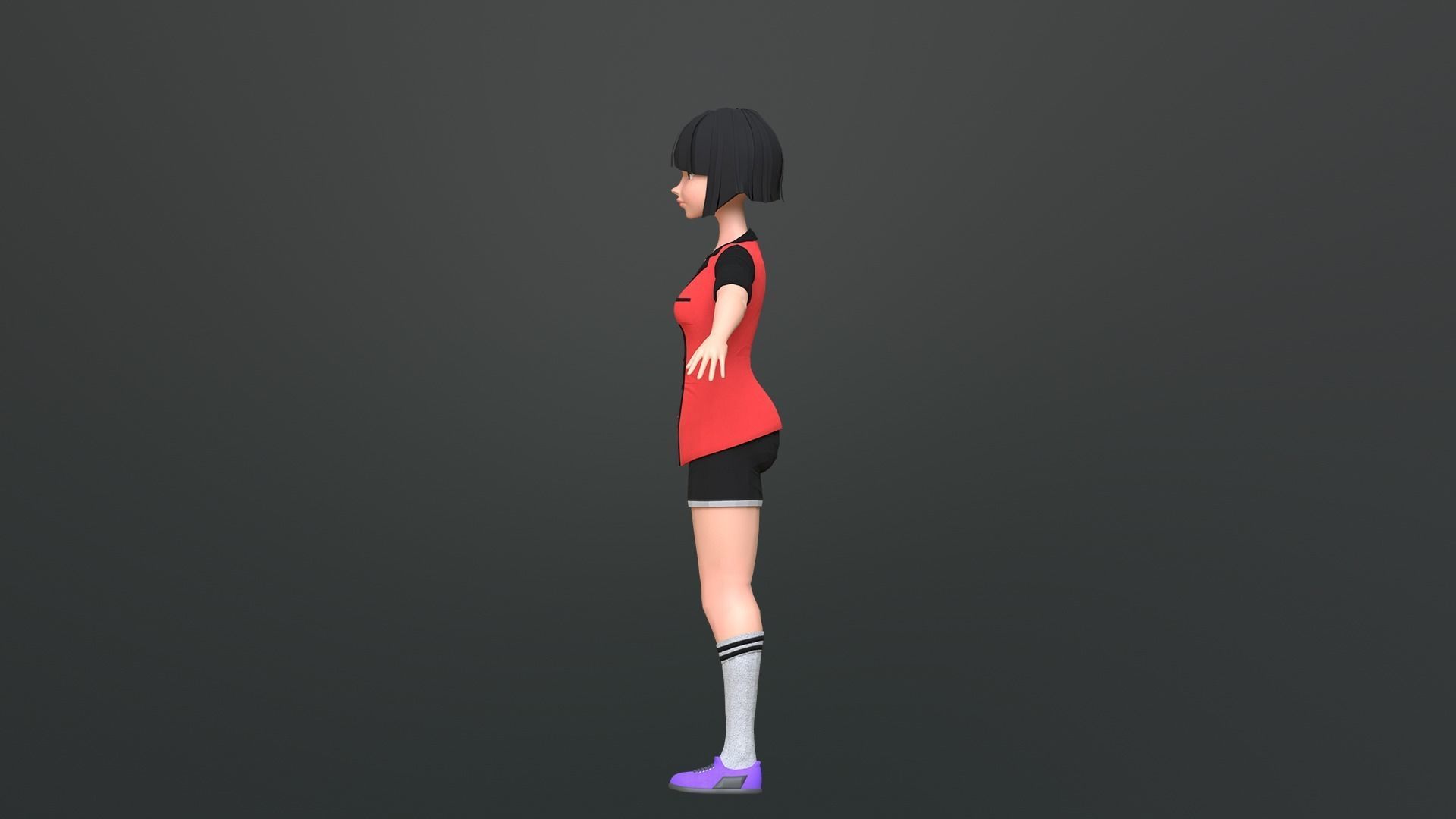 Luna Cartoon Girl Character Low-poly 3D model_12