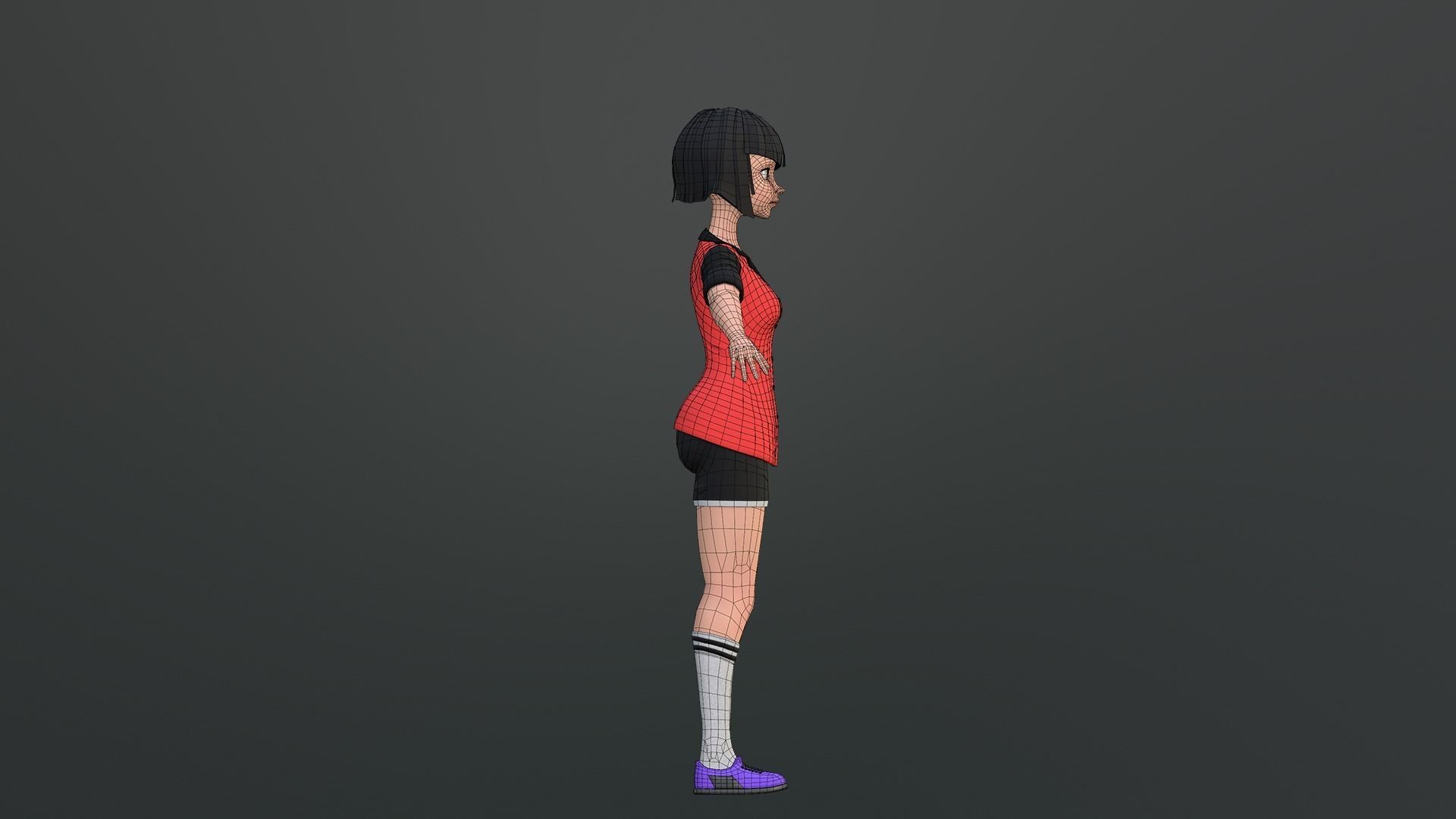 Luna Cartoon Girl Character Low-poly 3D model_22