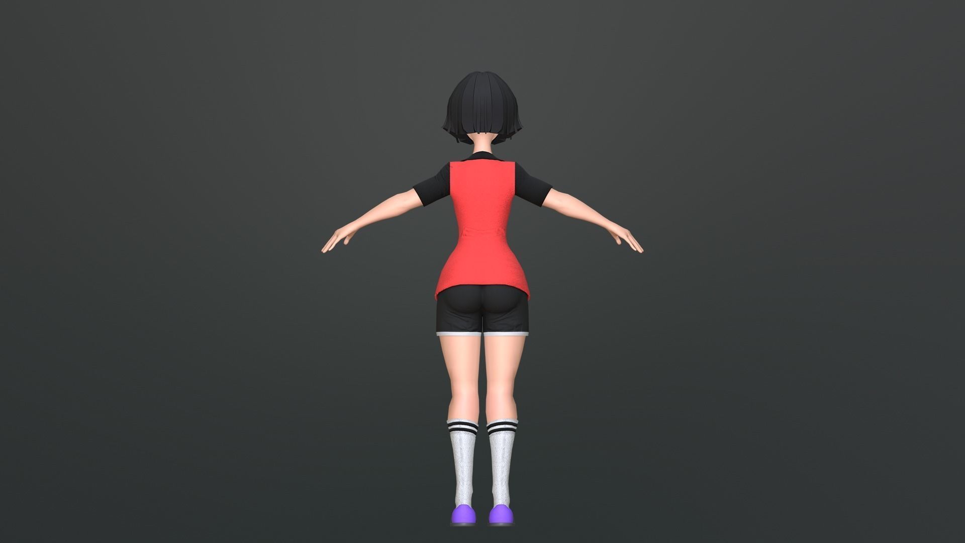 Luna Cartoon Girl Character Low-poly 3D model_15