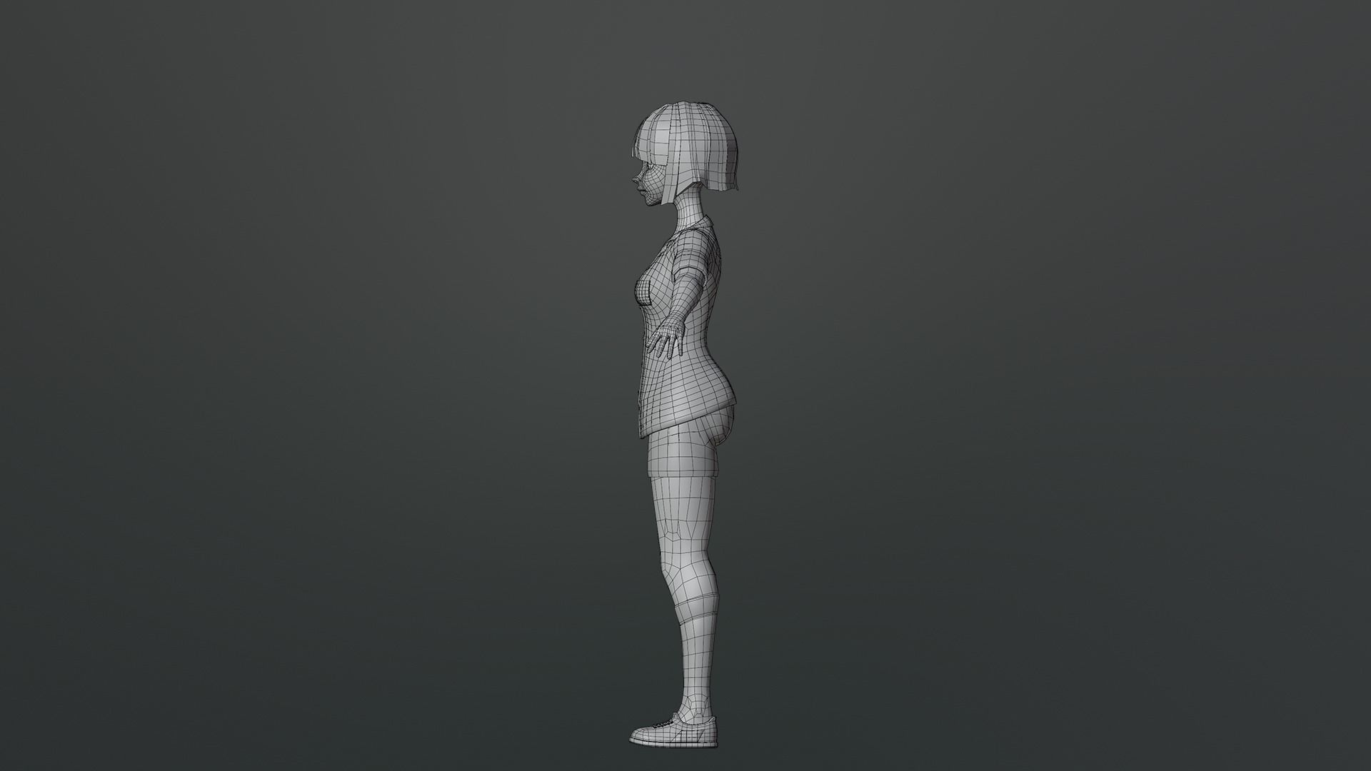 Luna Cartoon Girl Character Low-poly 3D model_28