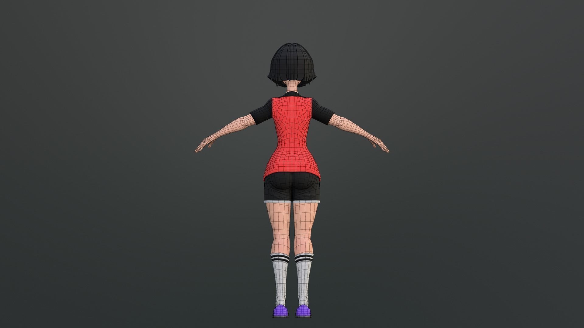 Luna Cartoon Girl Character Low-poly 3D model_23