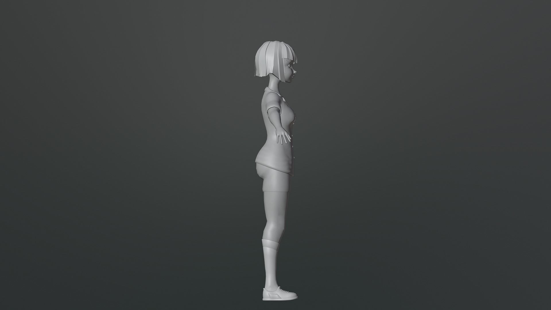 Luna Cartoon Girl Character Low-poly 3D model_18