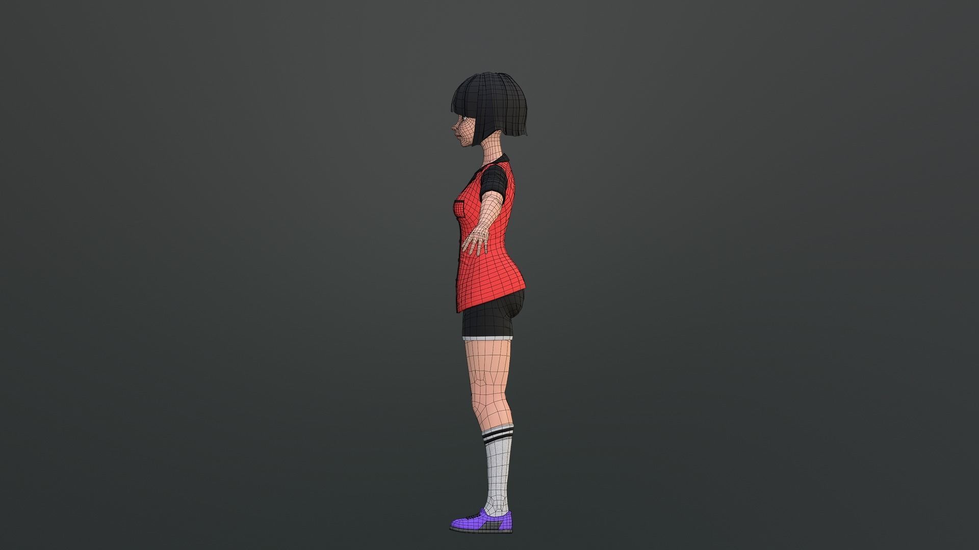 Luna Cartoon Girl Character Low-poly 3D model_24