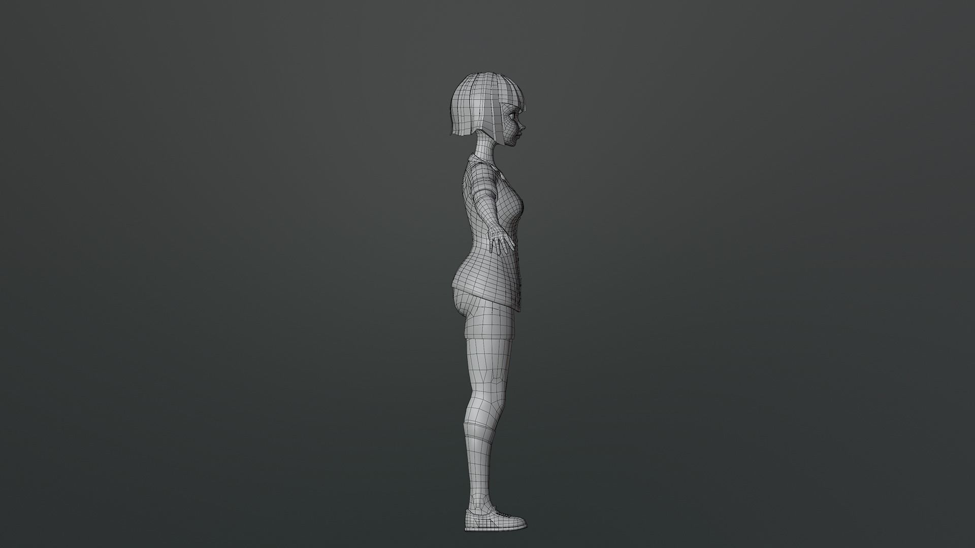 Luna Cartoon Girl Character Low-poly 3D model_26