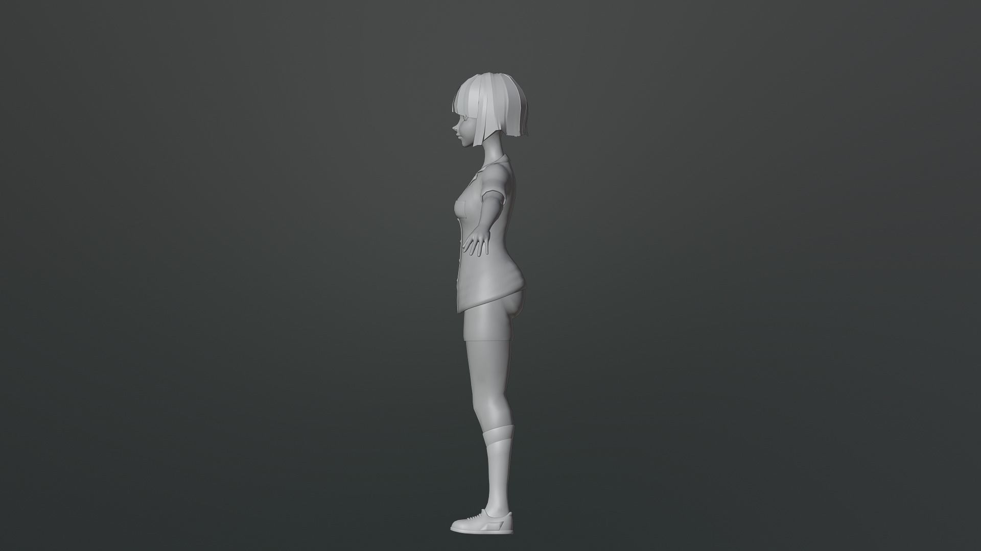 Luna Cartoon Girl Character Low-poly 3D model_20